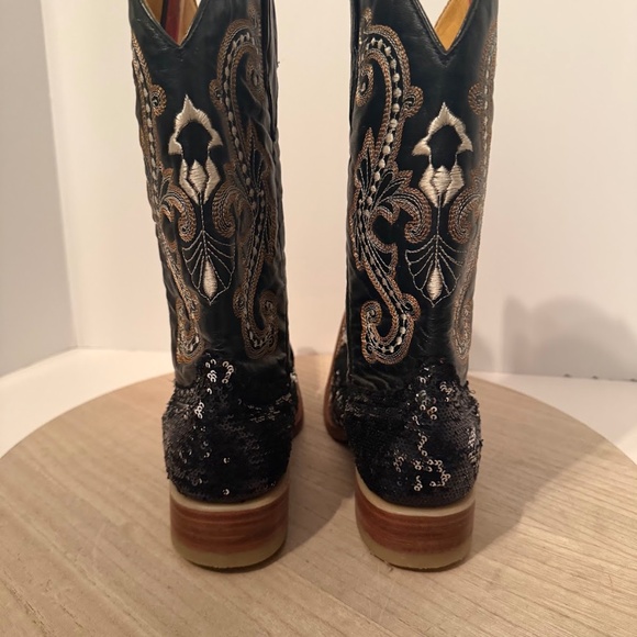 Donaldo Women’s Western Cowboy Boots Size 6 USA – Black Sequin & Embroidered - Picture 4 of 7